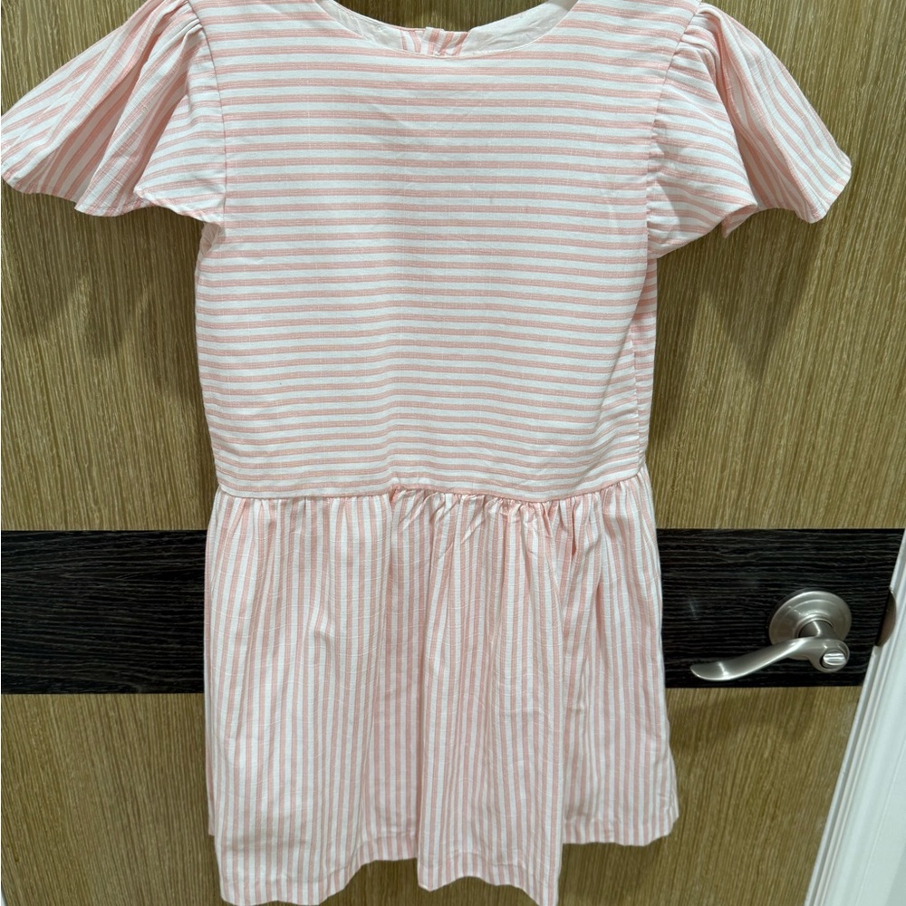 Pink and White Flutter Sleeve Sundress